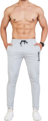 AJTROUSERS Solid, Printed Men Grey Track Pants