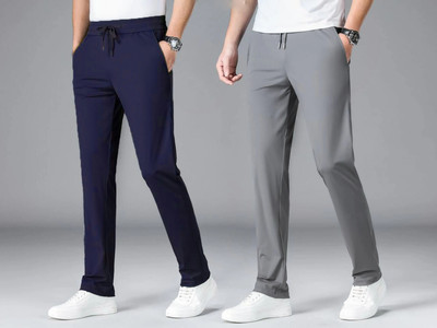 GAHLOT Solid Men Grey, Blue Track Pants