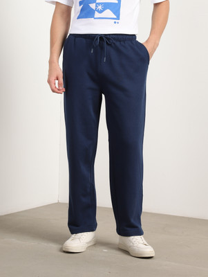 NOBERO Solid Men Blue Track Pants
