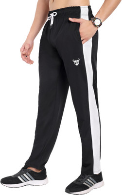 Go Devil Striped Men Black Track Pants