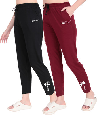 SEAPRINT Solid Women Black, Grey Track Pants