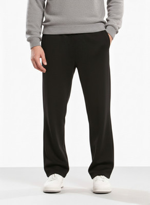 Dockstreet Solid Men Black Track Pants
