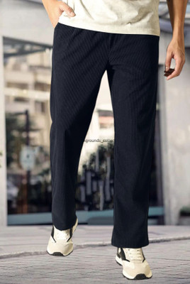 Style Sizzle Self Design Men Dark Blue Track Pants