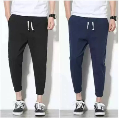 HR FEBRICETION Solid Men Black, Blue Track Pants