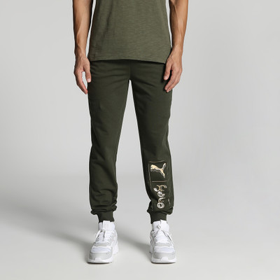 PUMA Printed Men Green Track Pants
