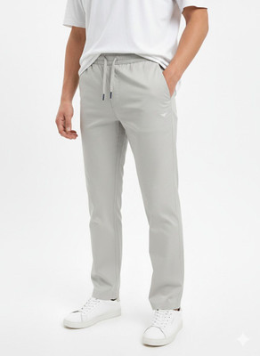 VOMAZO Solid Men White Track Pants