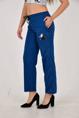 Romaan Fashion Solid Women Blue Track Pants