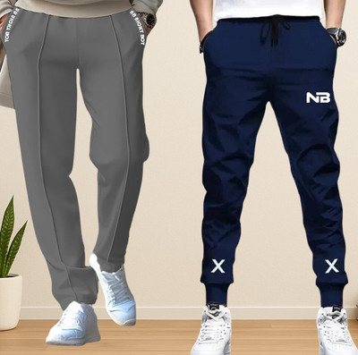 NB NICKY BOY Solid Men Dark Blue, Grey Track Pants