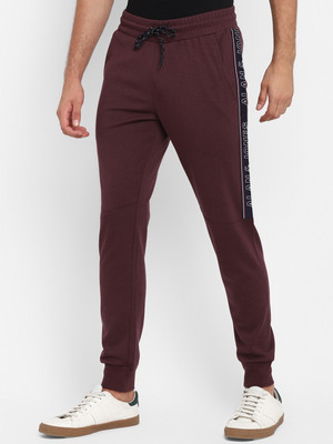 Alan Jones Striped Men Maroon Track Pants