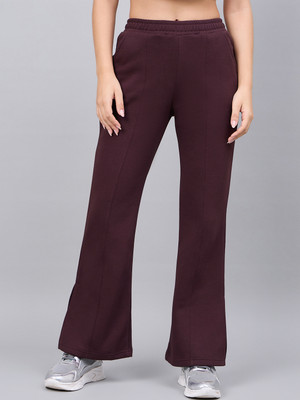98 Degree North Solid Women Maroon Track Pants