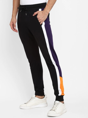 Alan Jones Colorblock Men Black Track Pants