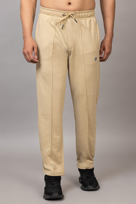 Yaqr Solid Men Beige Track Pants