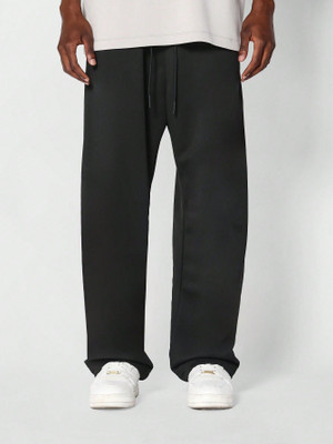 Dockstreet Solid Men Black Track Pants