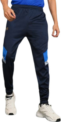 Qalm Brothers Colorblock Men Blue Track Pants