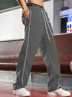 LOTHRIC Solid Men Grey Track Pants