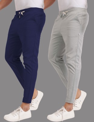 FOXTER Solid Men Silver, Blue Track Pants