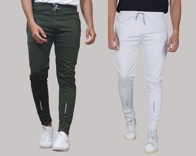 Suzaro Solid Men Grey, Olive Track Pants
