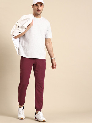 United Colors of Benetton Solid Men Maroon Track Pants