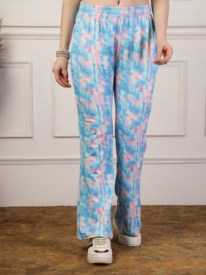 UZARUS Printed Women Light Blue Track Pants