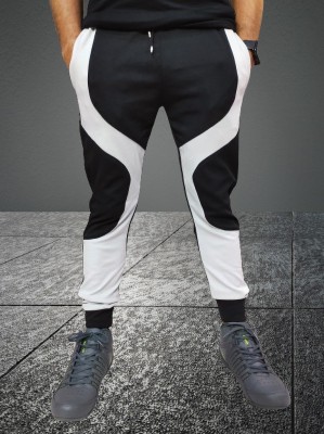 RusticBlooms Colorblock Men Black Track Pants