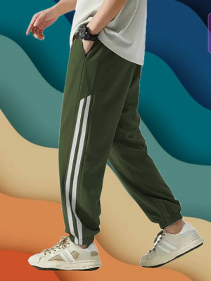 Chicnesteco Striped Men Dark Green Track Pants