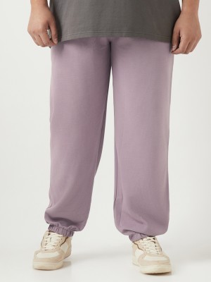 BEWAKOOF Self Design Men Purple Track Pants