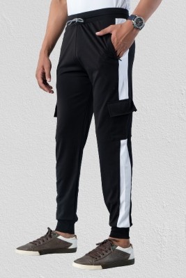 9LKHA Striped Men Black Track Pants