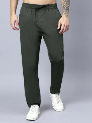 HAUWER Solid Men Olive Track Pants