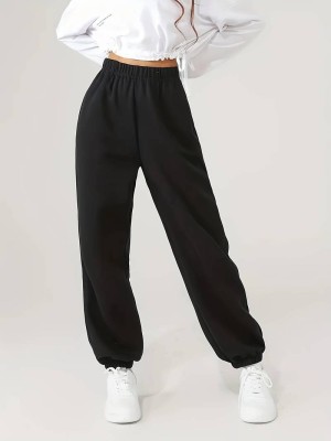 Dockstreet Solid Women Black Track Pants