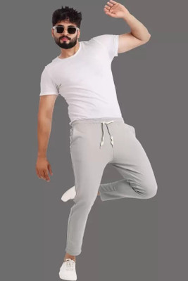 GLADLY Solid Men Silver Track Pants