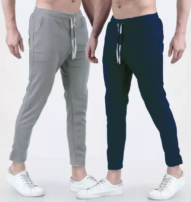Big Hub Solid Men Blue, Grey Track Pants