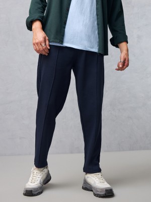 BEWAKOOF Solid Men Blue Track Pants