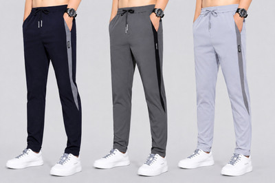 Joggers Park Colorblock Men Black, Grey, Blue Track Pants