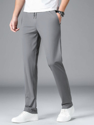 Fascus Solid Men Grey Track Pants