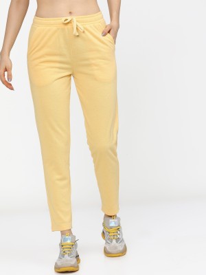 Tokyo Talkies Solid Women Yellow Track Pants