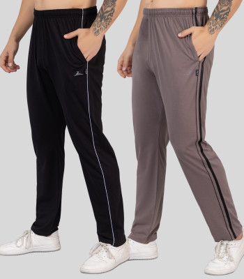 Zeffit Solid Men Black, Silver Track Pants