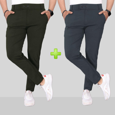 LORVIA Slim Fit Men Green, White Trousers