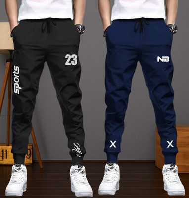NB NICKY BOY Printed Men Black, Blue Track Pants