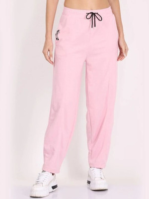 CLOTHINK India Solid Women Pink Track Pants