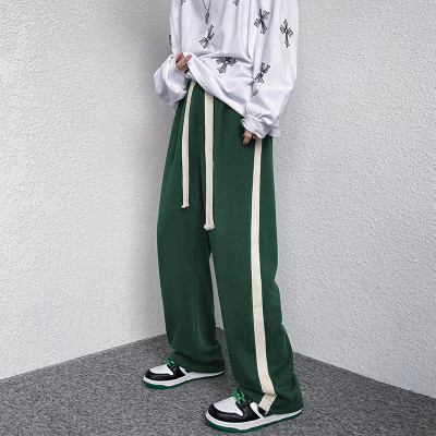 CULISH Striped Men Dark Green Track Pants