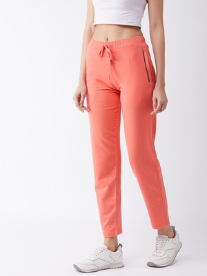 Femea Solid Women Orange Track Pants