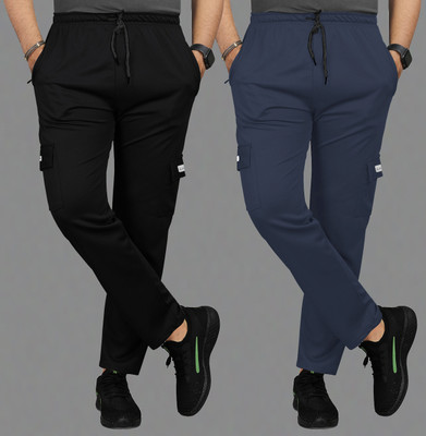 AVOLT Solid Men Black, Blue Track Pants