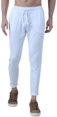 AMFABRICS Solid Men White Track Pants