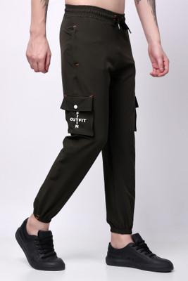 FitIn OutFit Solid Men Green Track Pants