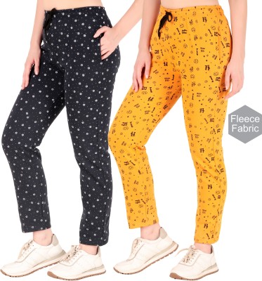 Kavya Retail Polka Print Women Black, Yellow Track Pants