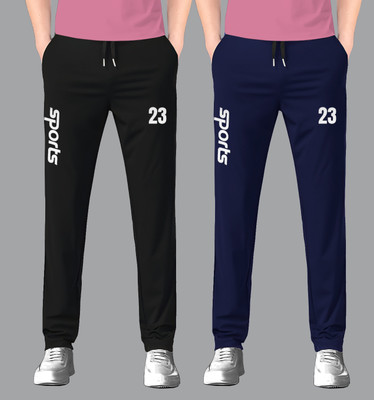 FLYZEN Solid Men Black, Dark Blue Track Pants