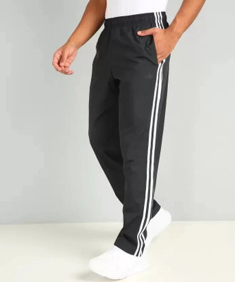 STRAWHATT Striped Men Black Track Pants