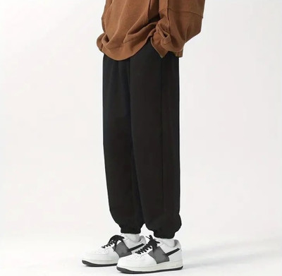Dockstreet Solid Men Black Track Pants
