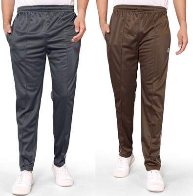 ESTRO Solid Men Grey, Brown Track Pants