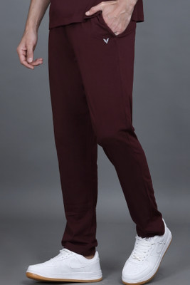 GODFREY Solid Men Maroon Track Pants
